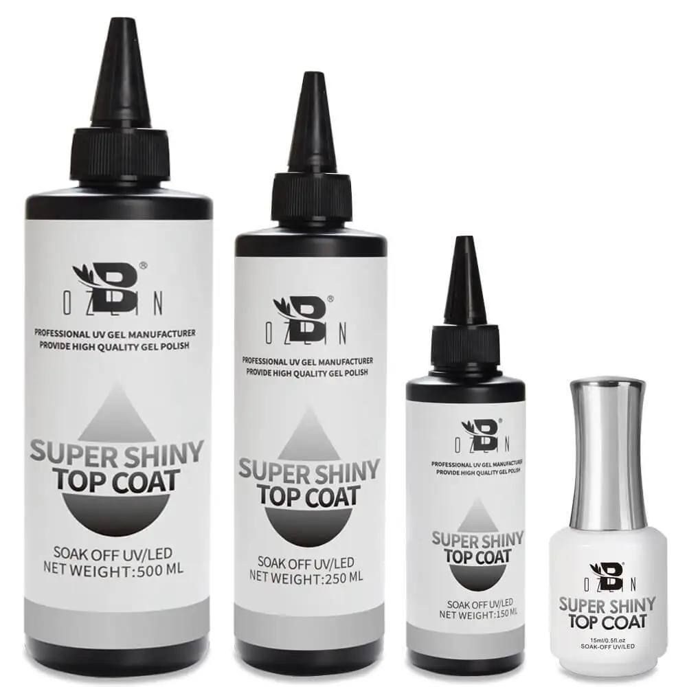 BOZLIN Wholesale Bulk 150ml 250ml 500ml 1000ml Clear No Wipe Super Shiny Top Coat Gel 1