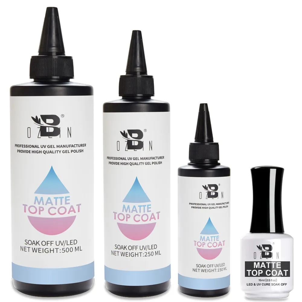 BOZLIN Wholesale Bulk 150ml 250ml 500ml 1000ml Matte Gel Top Coat Factory 1