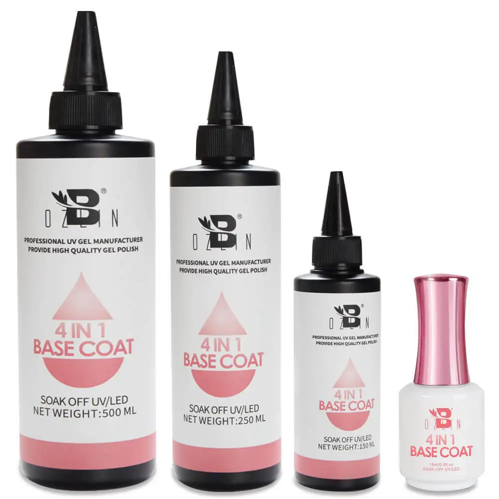 BOZLIN High Quality Wholesale Bulk 4 in 1 Gel Top Coat Base Coat Set 100ml 250ml 500ml 1000ml 1