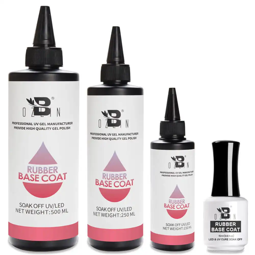 BOZLIN OEM Raw Material 150g 250g 500g 1kg Clear Shiny No Wipe Rubber Gel Base Coat Supplier 1