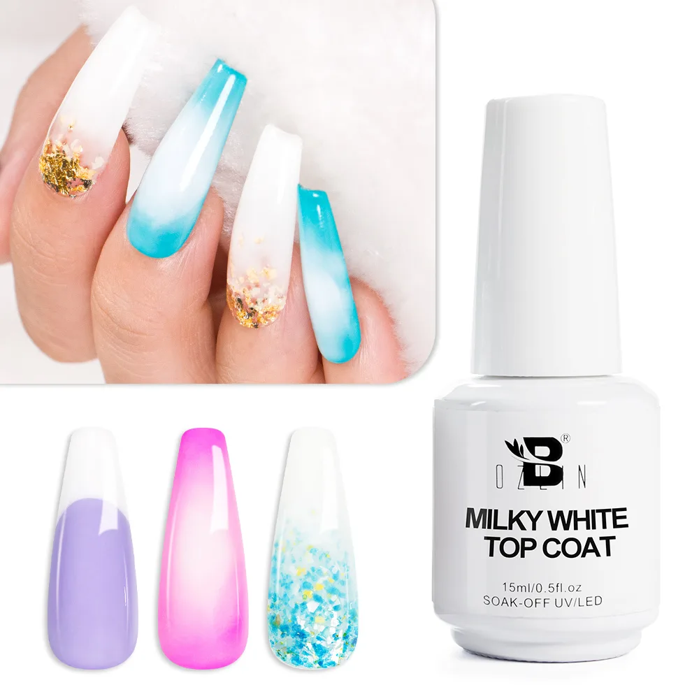 جل طلاء أظافر عالي الجودة من مصنعي المعدات الأصلية، سعة 15 مل، لون أبيض حليبي، لا يحتاج إلى مسح، مطابق لمعايير الاتحاد الأوروبي، متوفر بالجملة. 1