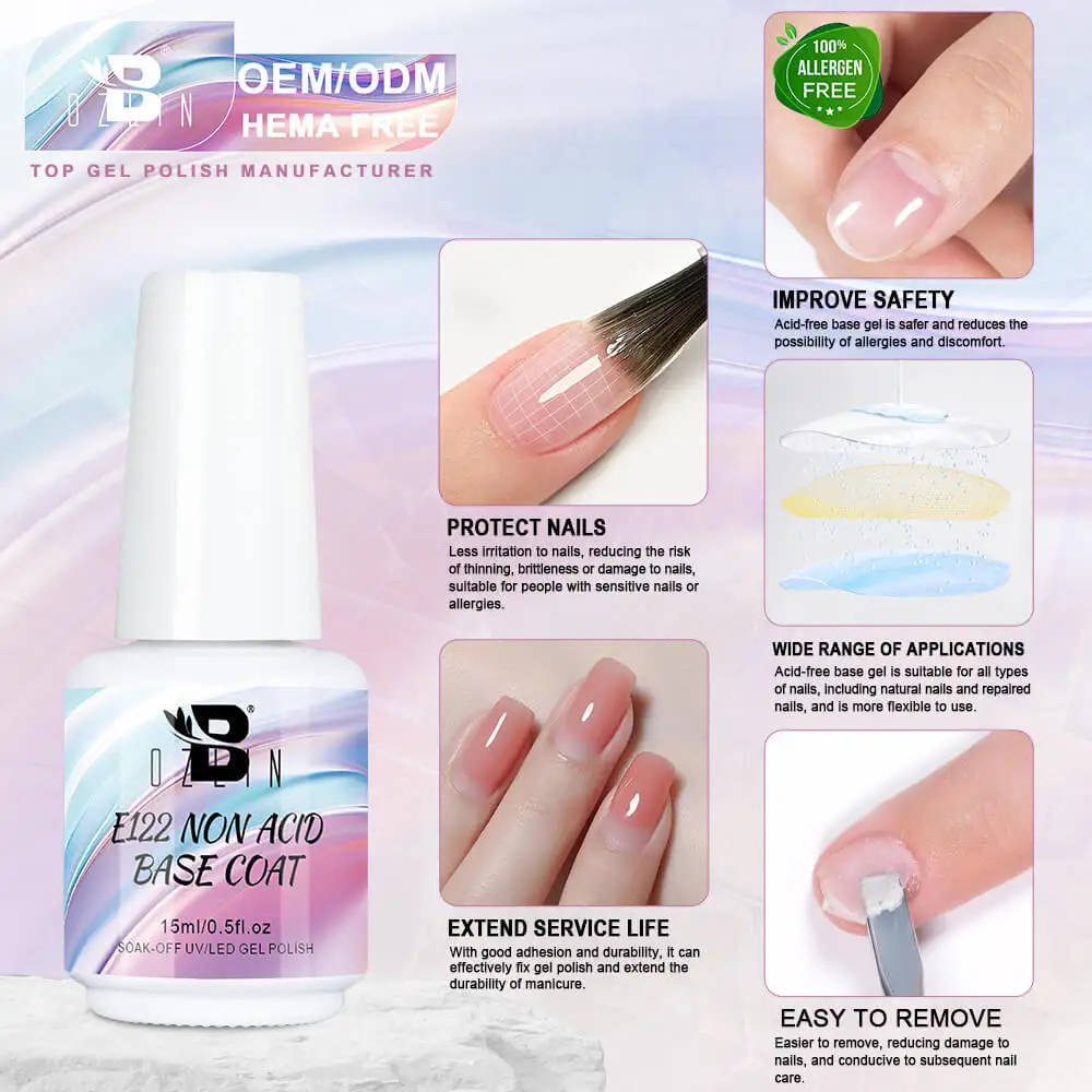 BOZLIN Factory Wholesale HEMA TPO Free Non Acid Base Coat Gel Manufacturer 1
