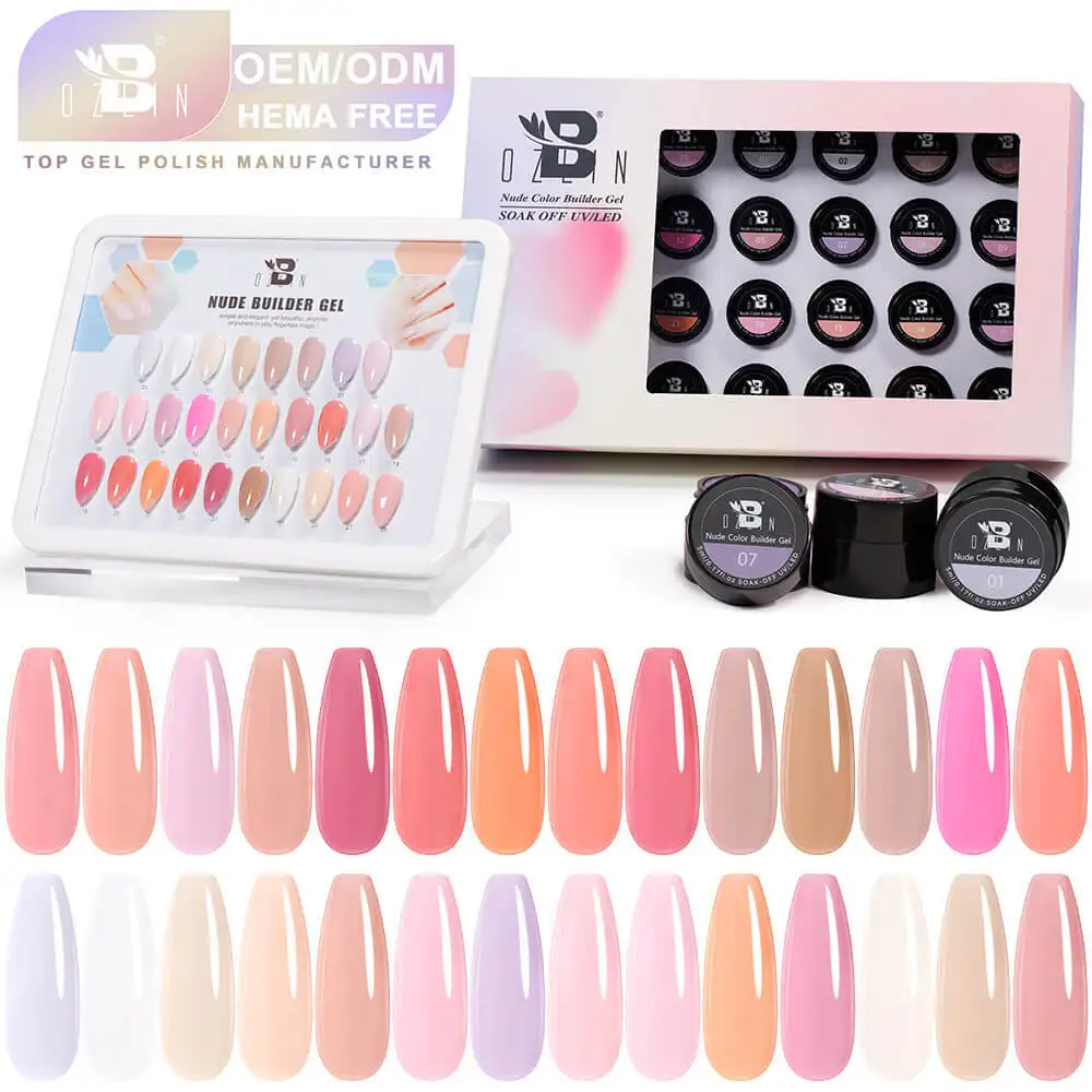 BOZLIN 28 Colors Jelly Self Leveling Hard Gel Nail Builder Extensions Gel Factory 1