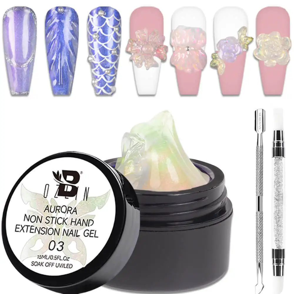 BOZLIN 12 Aurora Colors Multifunctional Non Stick 3D Carving Sculpture Extension Nail Gel Structure Hard Gel Solid Gel Builder 1