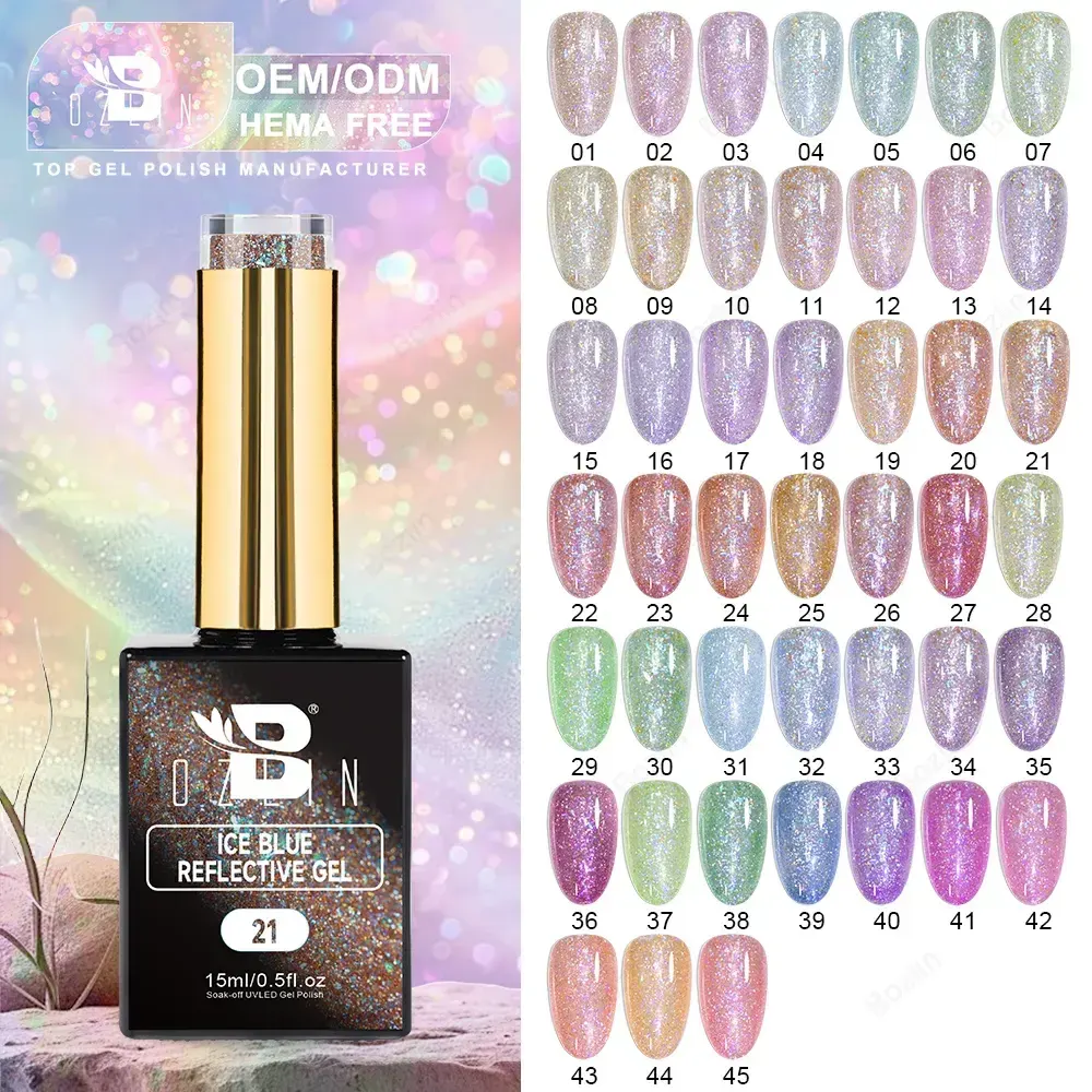 BOZLIN HEMA TPO TMPTA Free 45 Colors Glitter Reflective Gel Polish 1