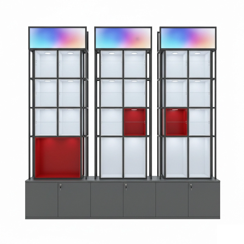 Custom Mobile Phone Accessories Display Stand with LED Lighting 1