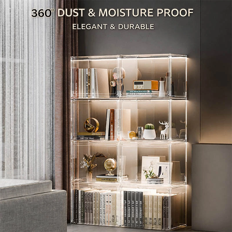 Modular Acrylic Bookcase with Dust-Proof Magnetic Door 1