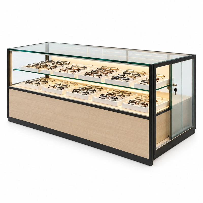 Custom LED Lockable Glass Eyewear Display Counter 1
