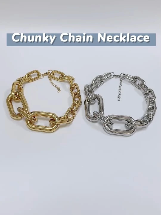 Stainless Steel Necklaces 18k Gold Plated Women Thick Chain 1