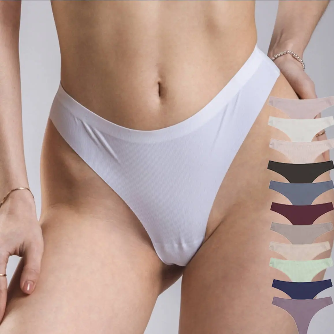 Custom underwear orders Seamless Thongs for Women Threaded Ice Silk low waist sexy No Show Panties Invisible Breathable Underwear 9580# 1