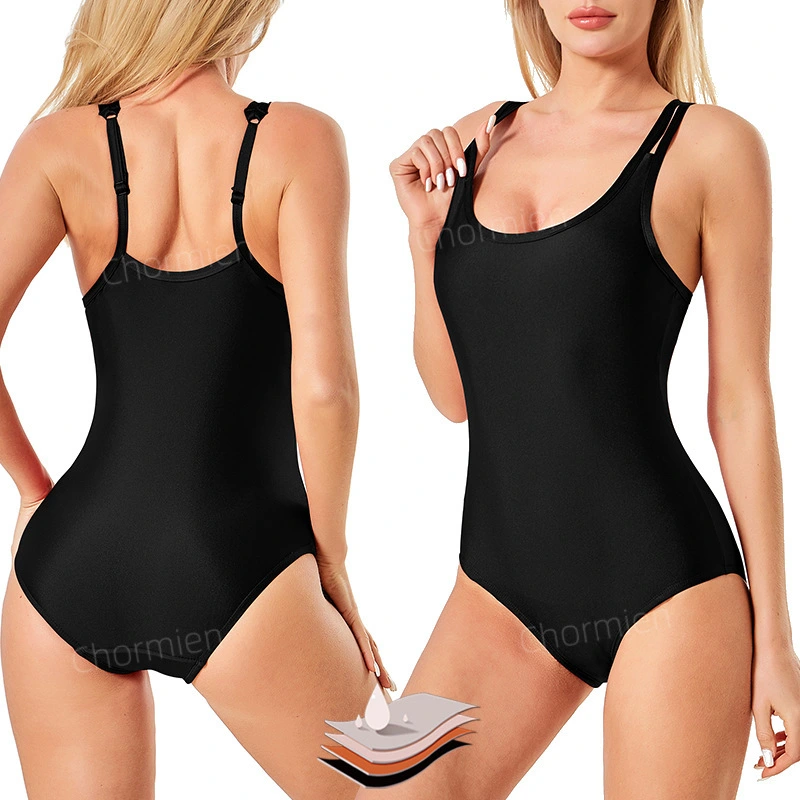 4-Layer Menstrual Swimdress with Tummy Control  Commercial Grade Leak-Proof Protection Spaghetti Strap Period Swimwear for Active Lifestyles  Y818# 1