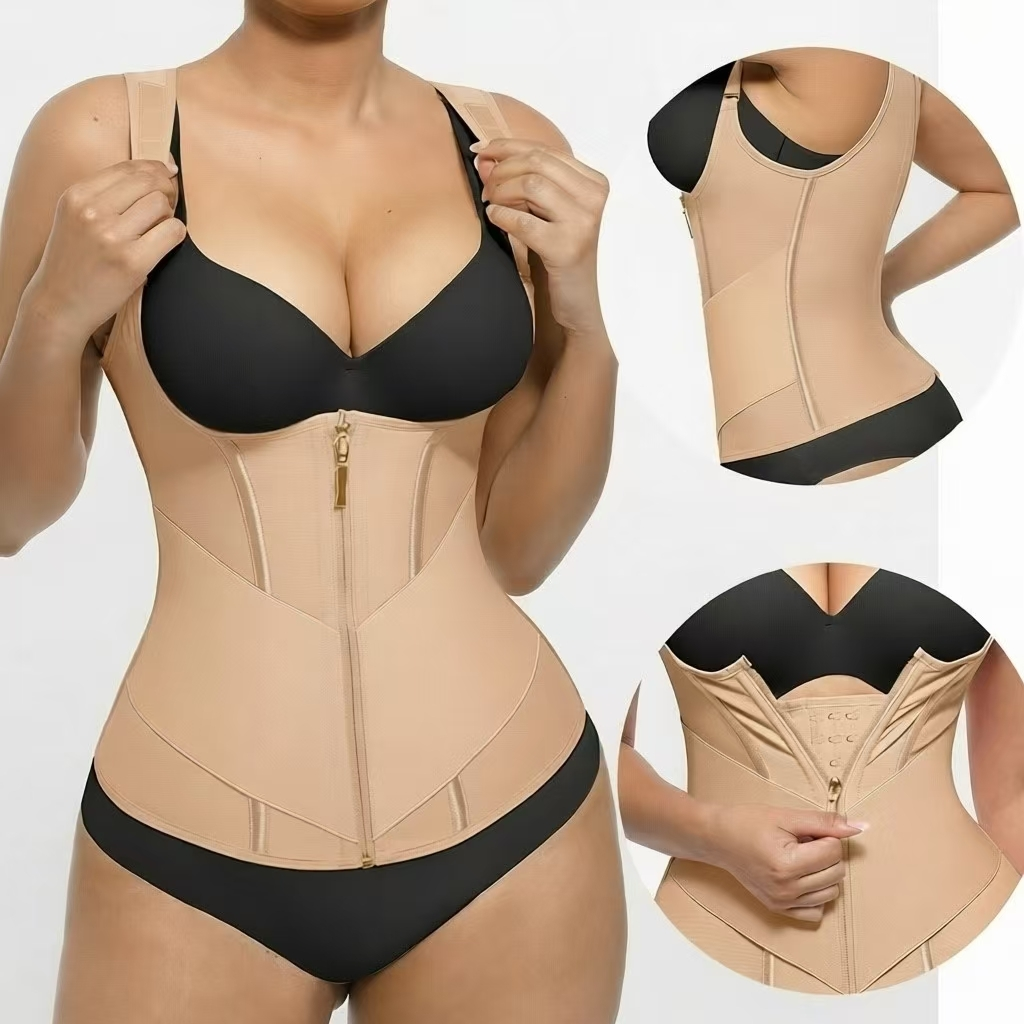 7 Steel Bones Plus Size Waist Trainer Bust-Lifting Adjustable Straps Mesh Support 1