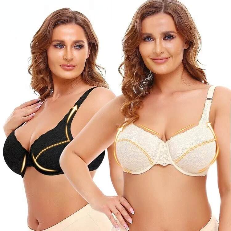 Sutiã com aro e renda jacquard, fabricado em fábrica, confortável e com sustentação para curvas, tamanhos P a 6XG. 1