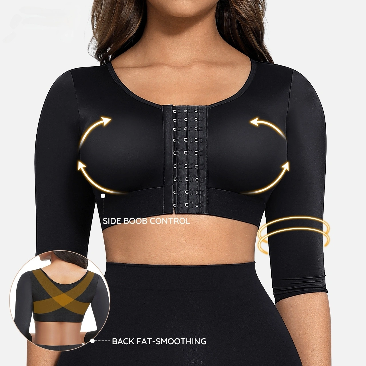 Wholesale Post Surgery Arm Lipo Compression Sleeves Front Closure Shapewear 1