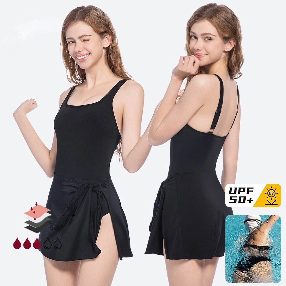 Wholesale Girls One-piece Period Swimsuit 4-layer Leakproof Upf 50+ No Pfas Menstrual Swimwear 1