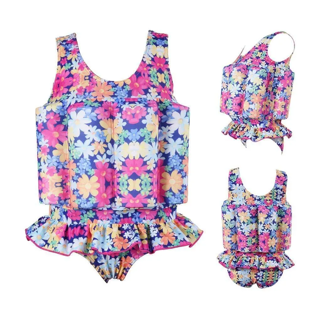 Customized Printing 18-24 months 2-3 3-4 4-5 6-7 years kids girl adjustable floating buoyancy swim suit 1