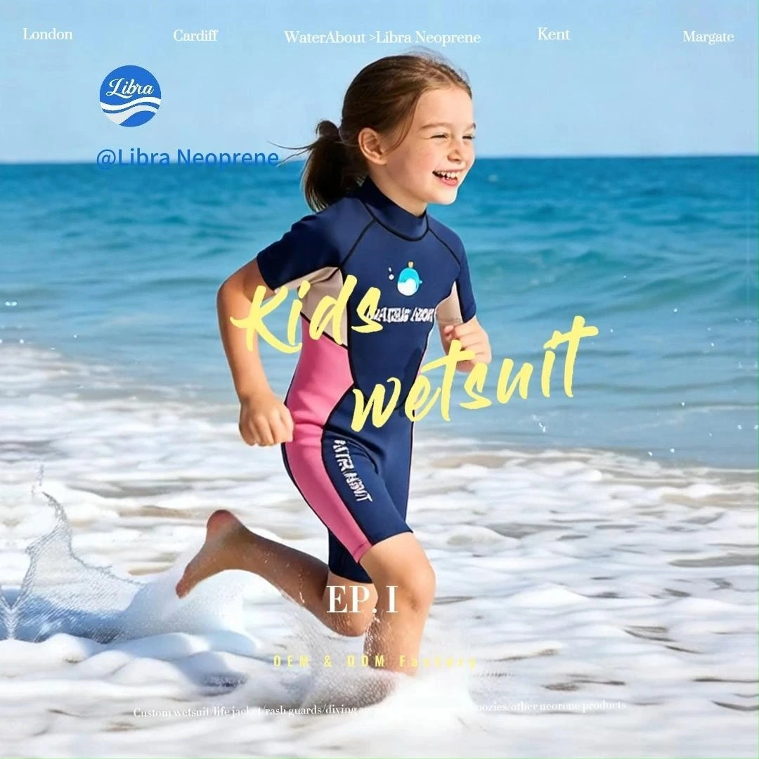 Custom Pink Blue Short Sleeve Child Wetsuit Neoprene 2mm OEM for Girls Libra Neoprene 1