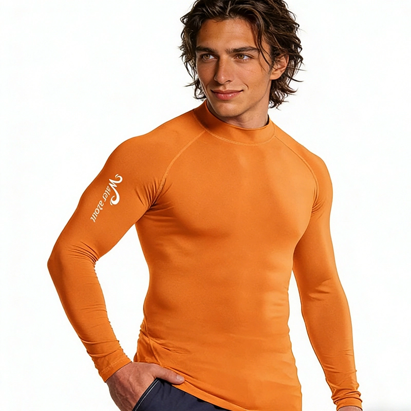 men's orange rash guard