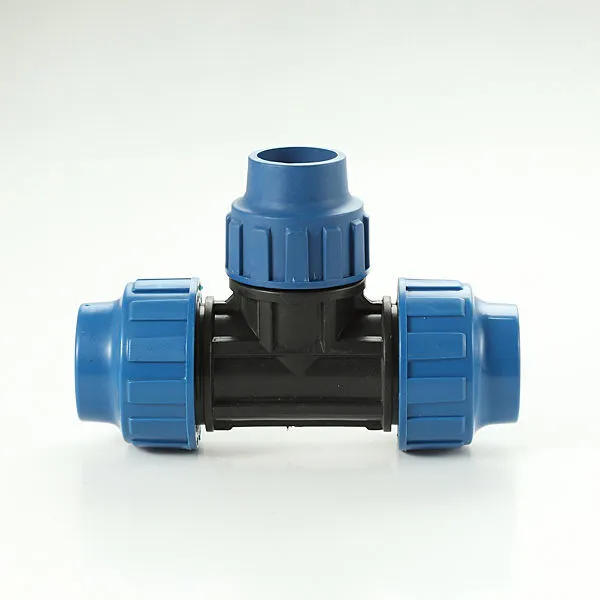 Conectores de compresión azules PN16 Te igual 1