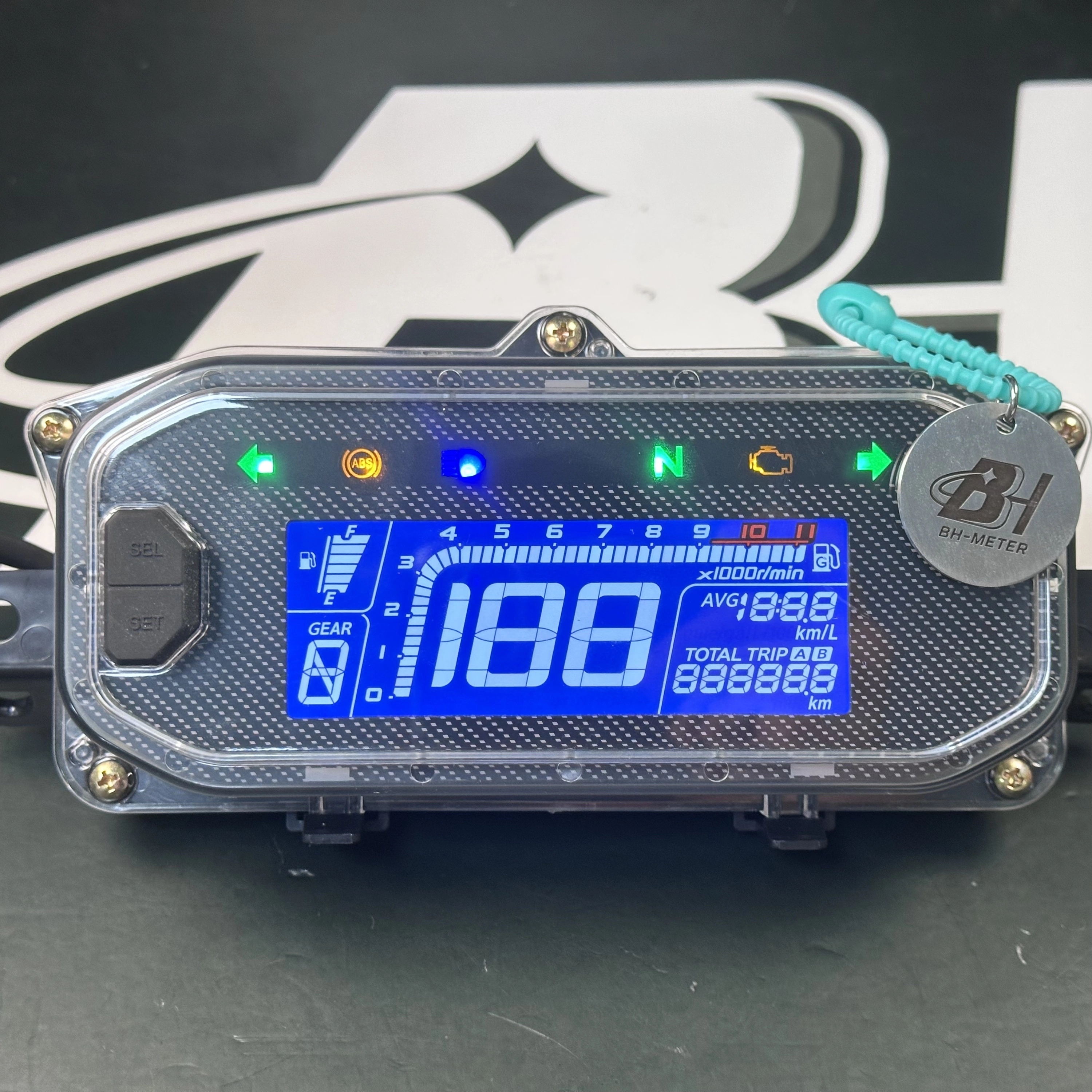 Painel de instrumentos Baihang para motocicleta, com ABS, 12V DC, montagem frontal, carcaça preta, para CB350. 1