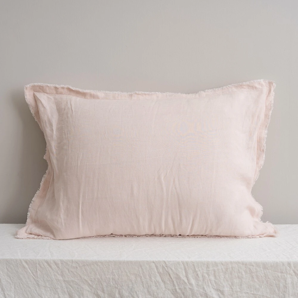 OEKO-Tex French Linen Fabric Zipper Closure Fringe Edge Pillowcase 1