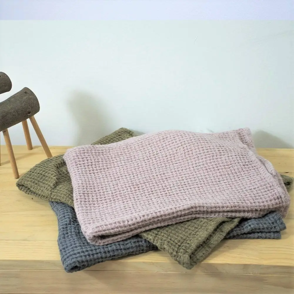 Luxury Quick Dry Soft Pure Linen Cloth Waffle Weave Bath Towel 1