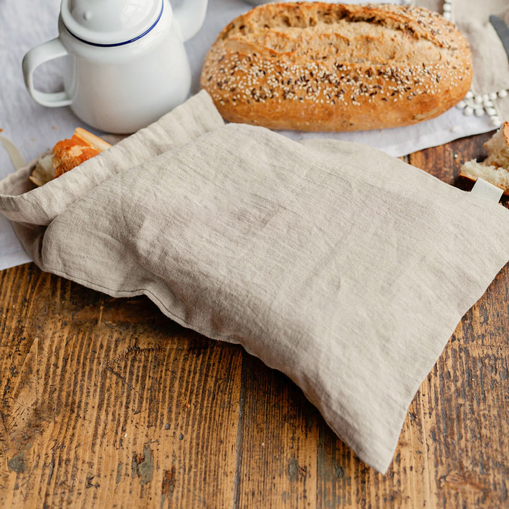 Reusable Bread Bags With Drawstring | XL Pack Of 3 | Eco-Friendly Washable Linen Bread Bag & Spacious Sourdough Bread Storage | Bread Bags Reusable Keeps Your Loaf Fresh | Flower