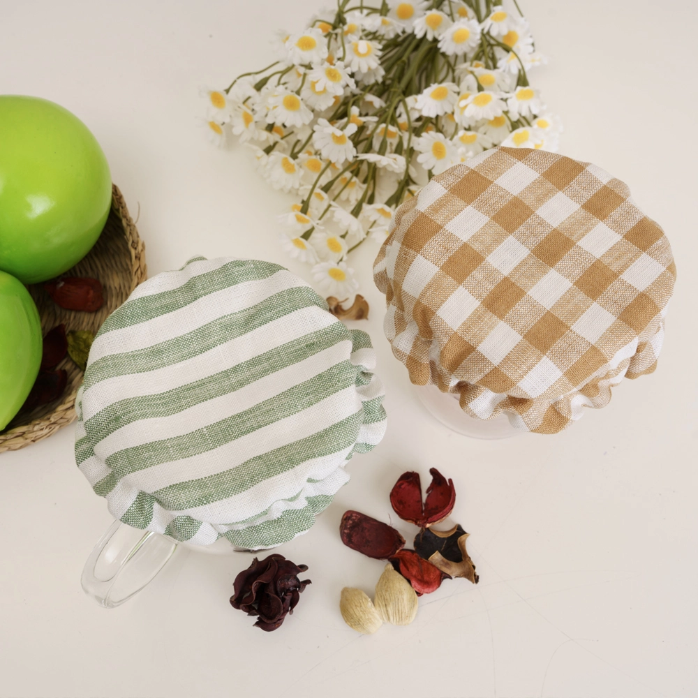 Organic Linen Fabric Durable Bottle Cover Adjustable Kitchen Dish Bowl Cover 1