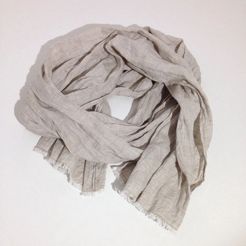 Luxury Vintage Autumn Women Beach Shawl Flax Linen Scarf with Fringe Edge 1