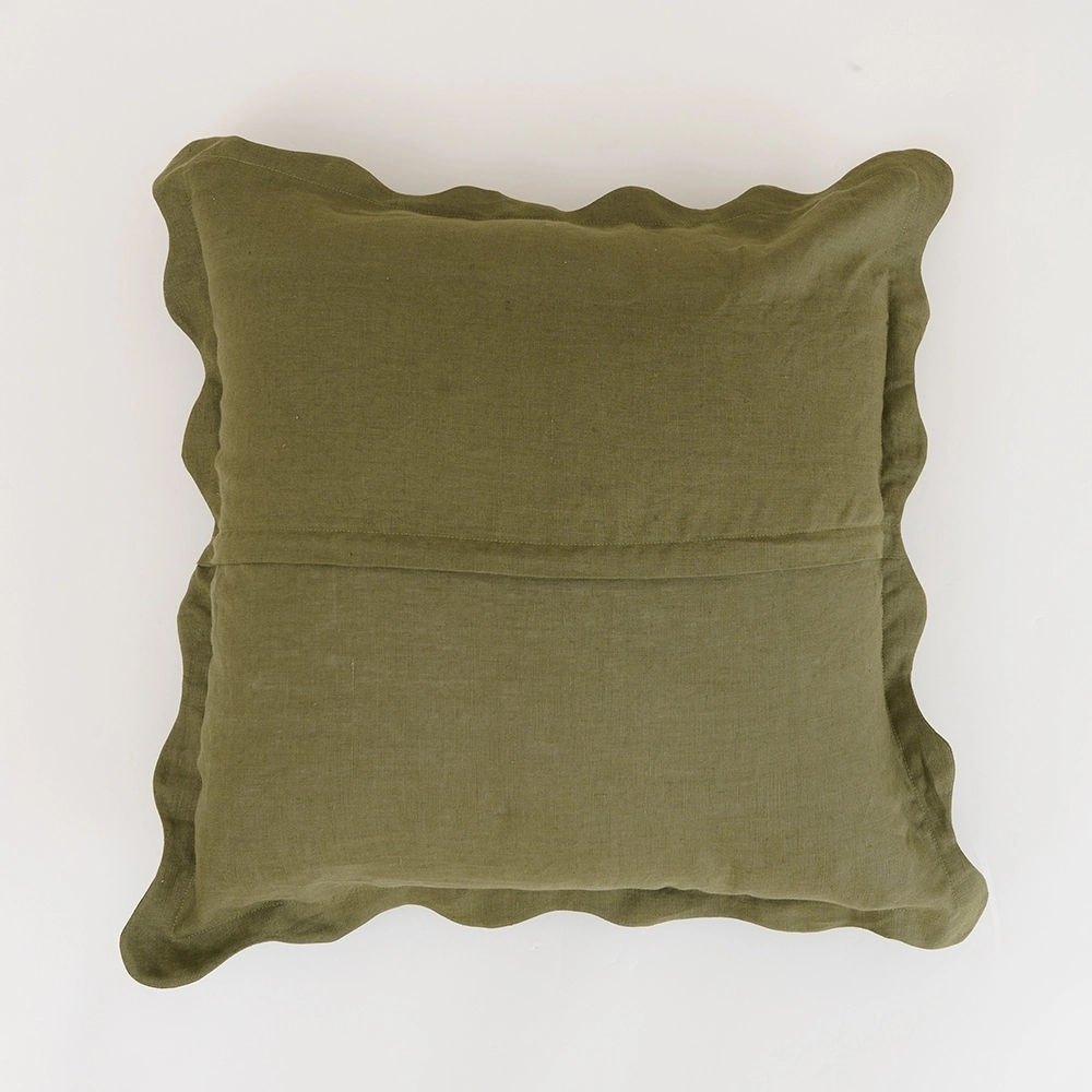 Wholesale 100% French Linen Sofa Pillow Case Covers Ruffle Scallop Cushion Cover 1