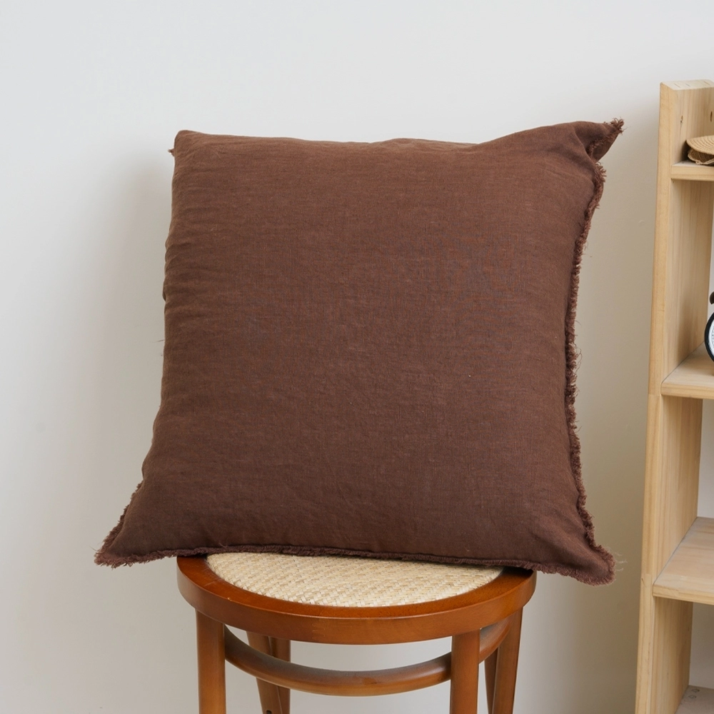 Custom Luxury Fringe Edge Zipper Closure French Linen Square Cushion Cover for Home Hotel 1