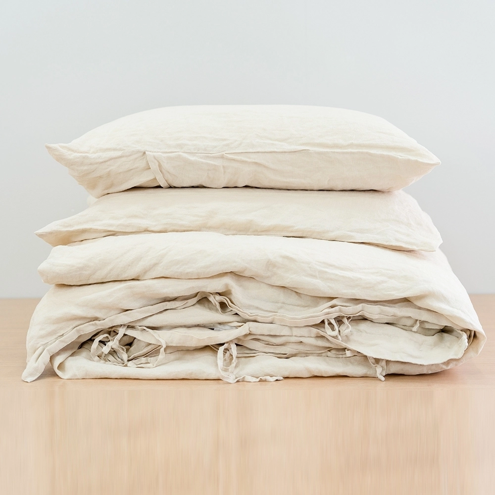 Home Bedding Organic Stone Washed 100% Flax Linen Quilt Cover Set 1