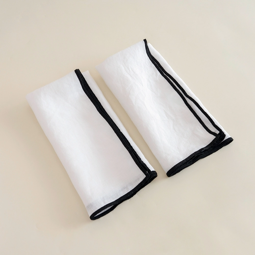 Restaurant Lunch Dinner Narrow Hemmed Edge Soft Linen Table Napkin for Wedding Decor 1