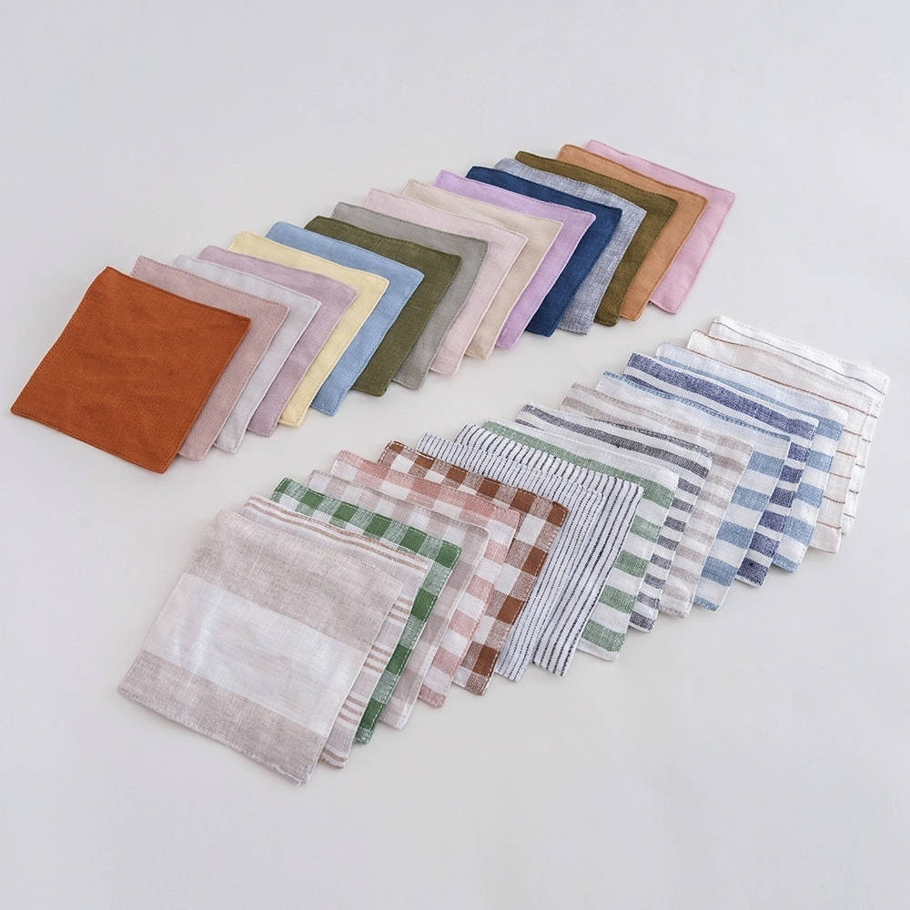 10x10 Square Hemstitch Woven Pure Linen Fabric Table Placemat Coasters Cocktail Napkin 1
