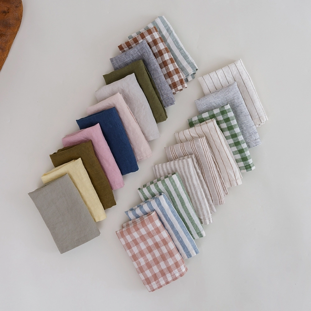 Eco Friendly Home Restaurant Washable Hemstitch Flax French Linen Fabric Table Napkin 1