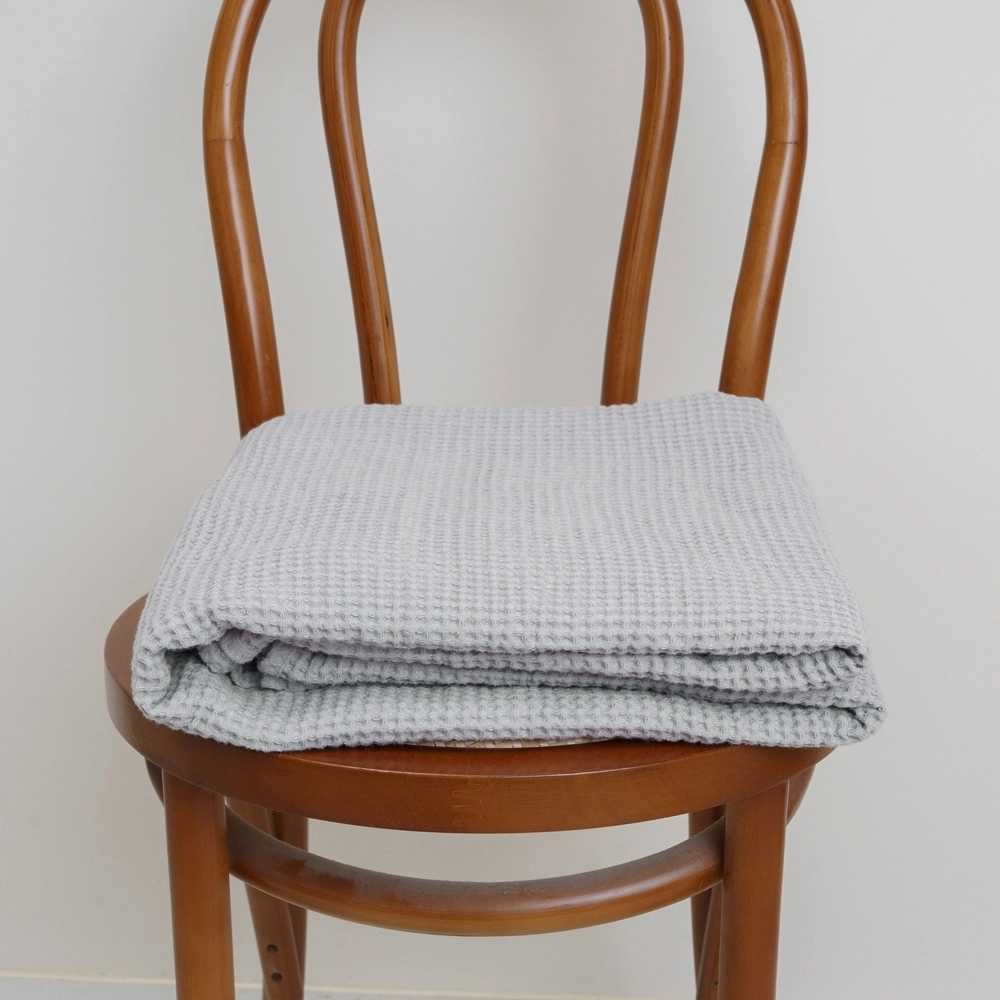 Soft Plain Grey Living Room Throw Queen King Natural Linen Waffle Blanket for Home Hotel 1