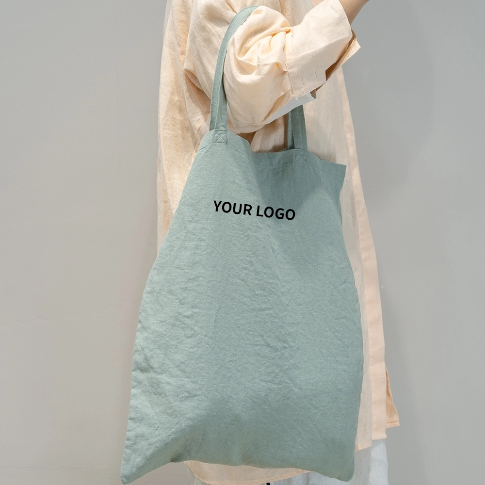 Custom Color Eco-friendly Reusable Recycled Women Handled Linen Shopping Tote Bag 1