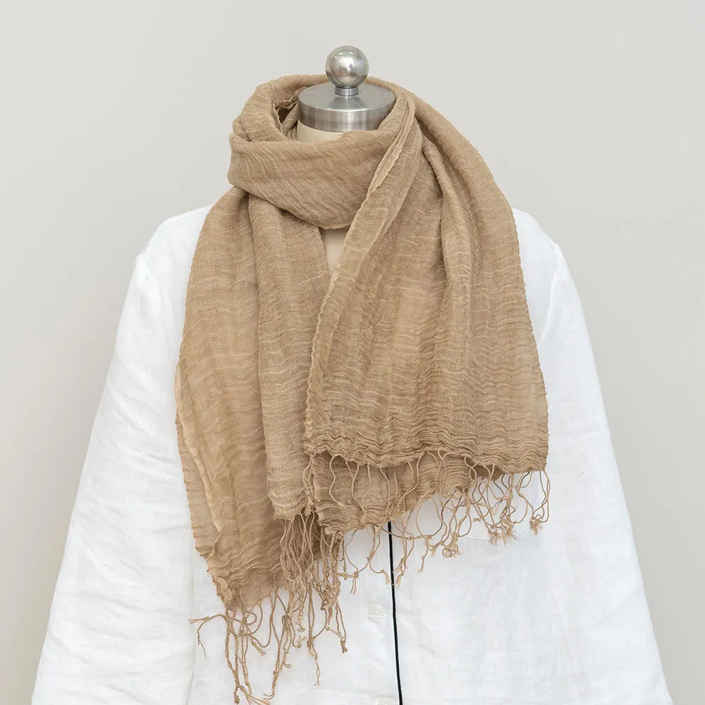 Custom Lightweight Soft Solid Color Breathable 100% Natural French Linen Scarf for Women 1