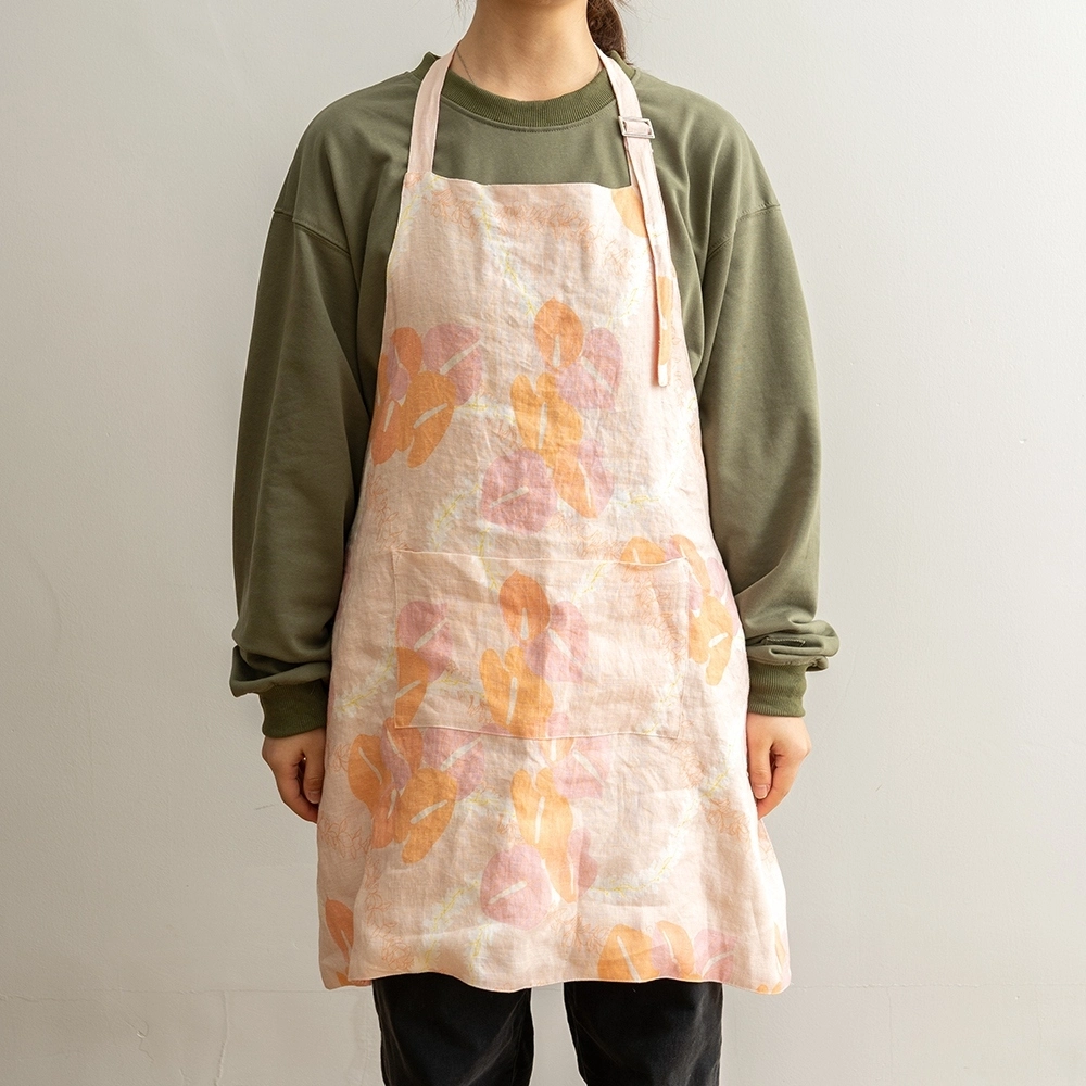 Eco-Friendly Soft Breathable Big Pockets Natural Linen Gardening Baking Apron for Women 1