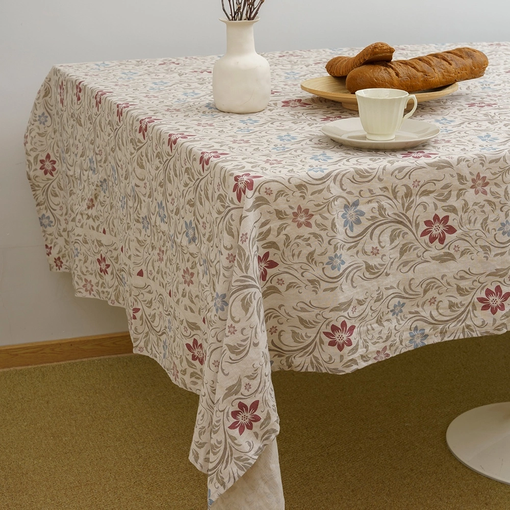 Floral Printed Square Linen Tablecloth for Party Dining 1