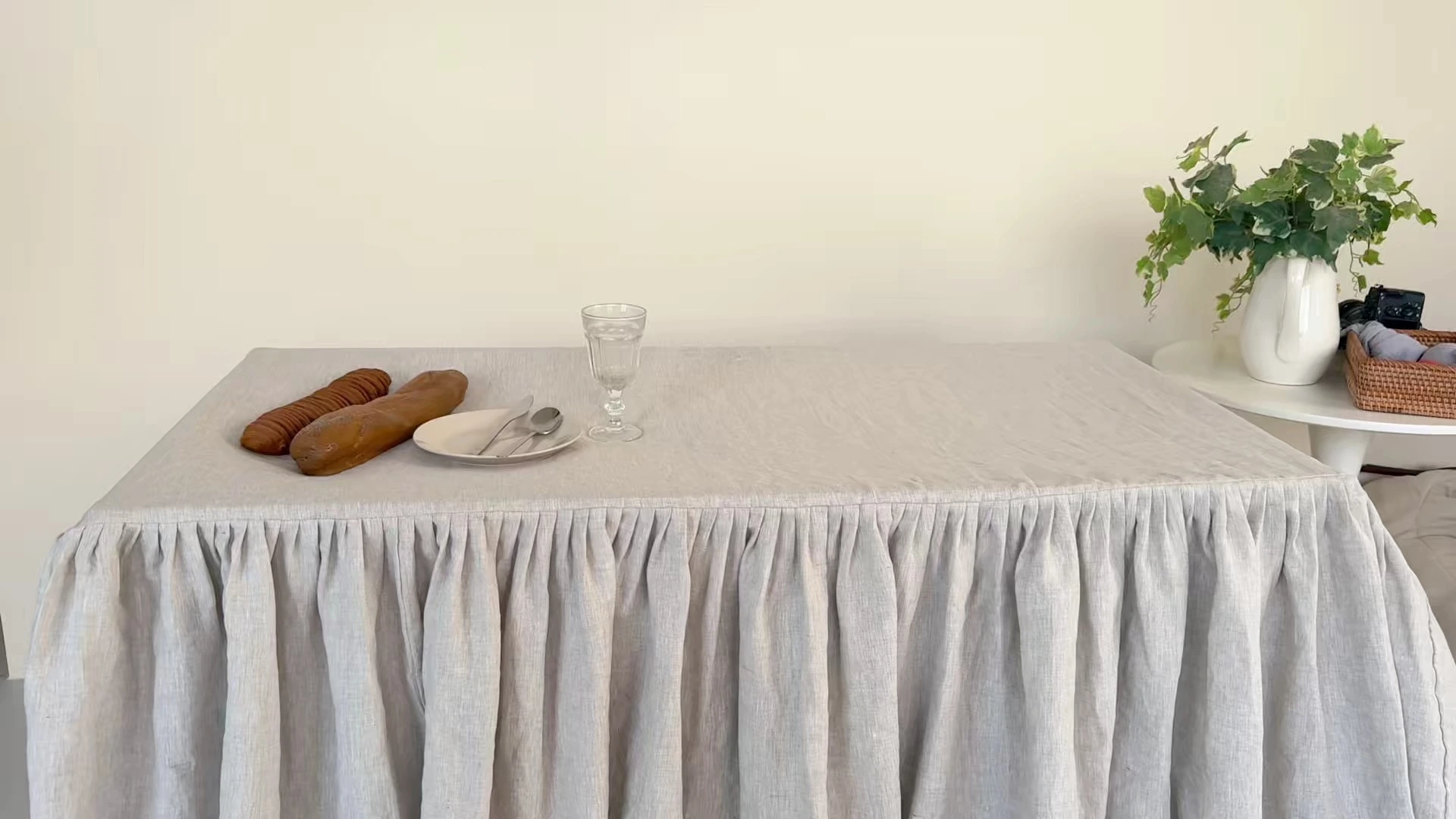 Organic Pure Linen Table Skirt For Sale For Home Use and Wedding 1