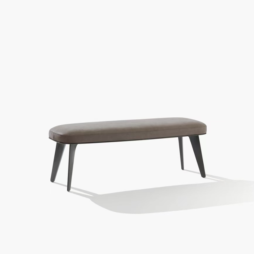 Hotel Bed Bench - Suede Upholstered with Black Metal Legs | Luxury Modern Hotel Room Furniture F-1002 1