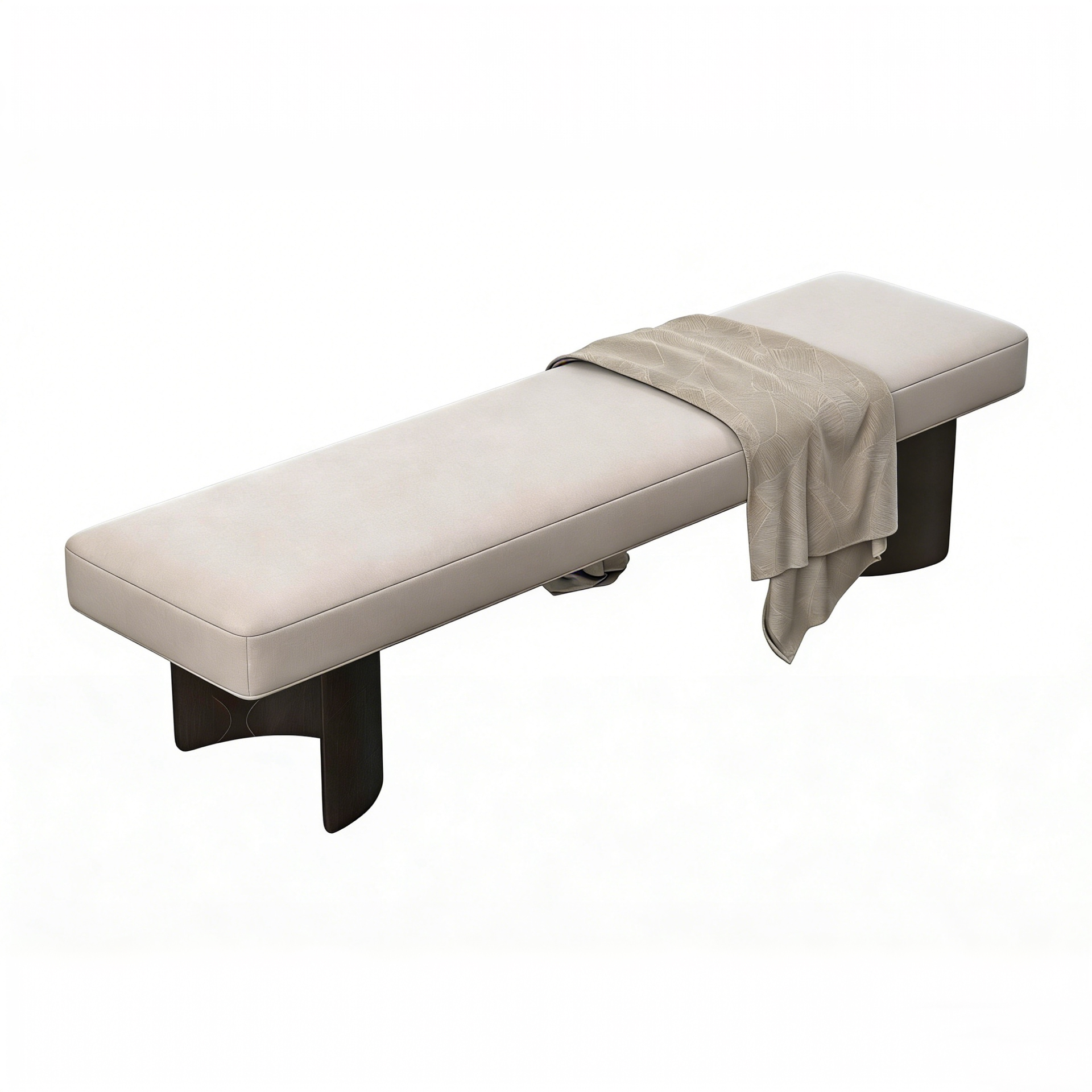 Hotel Bed Bench - Leather Upholstered with Dark Wood Base | Luxury Modern Hotel Room Furniture F-1003 1