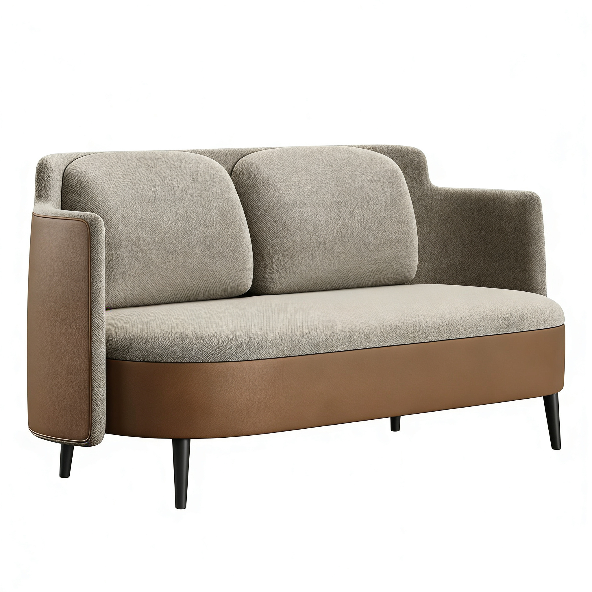 Hotel Two-Seater Sofa - Fabric & Leather Upholstered with Black Metal Legs | Luxury Modern Hotel Furniture S-1004 1
