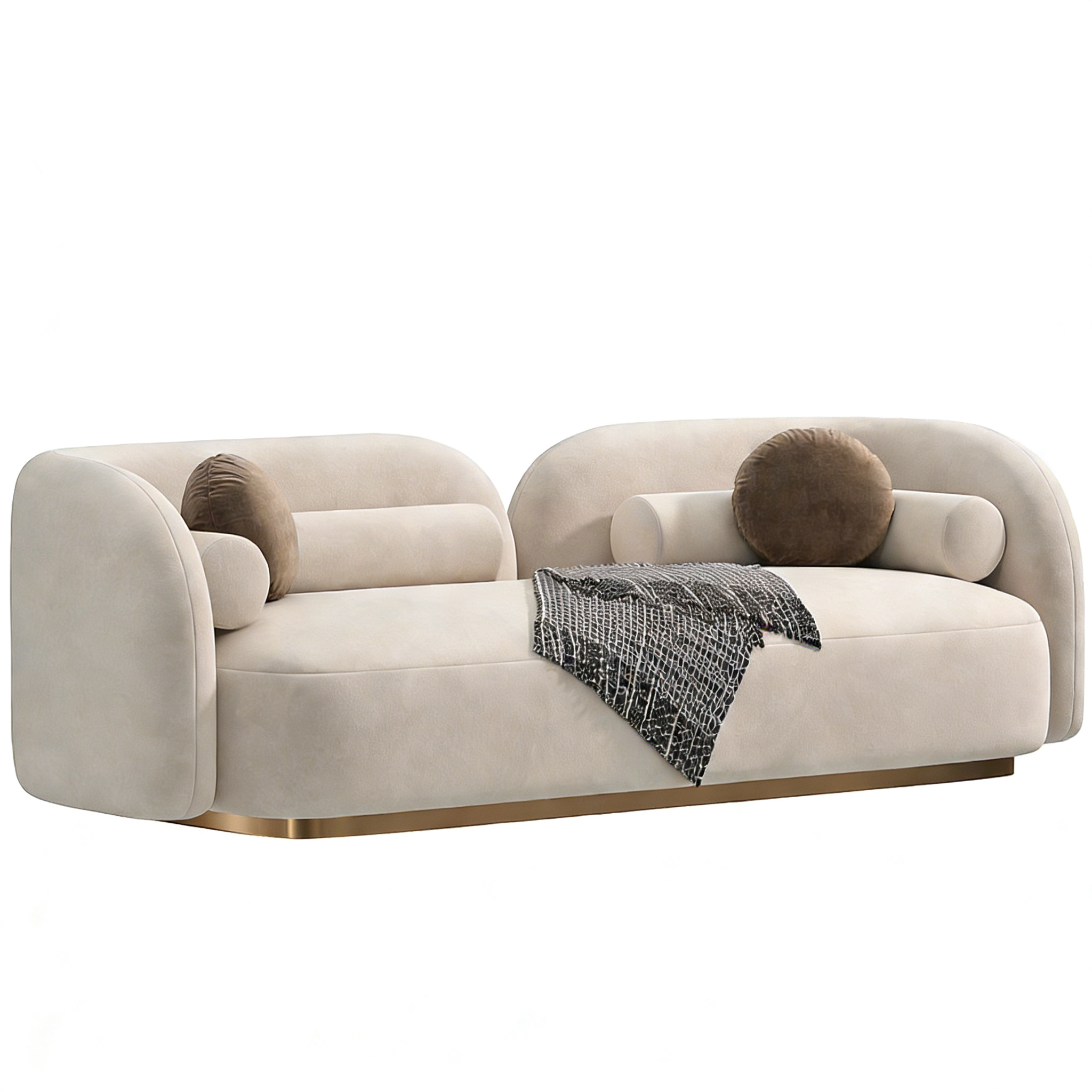 Hotel Curved Sofa - Velvet Upholstered with Brass Base | Luxury Modern Hotel Lounge Furniture S-1006 1