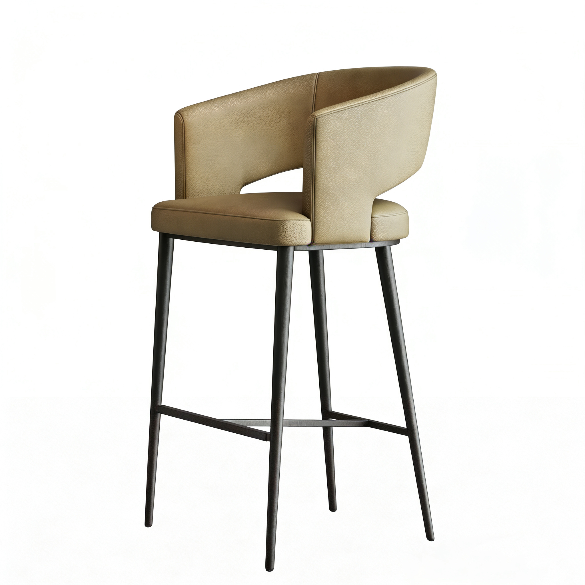 Hotel Arm Bar Stool - Leather Upholstered with Black Metal Frame ...