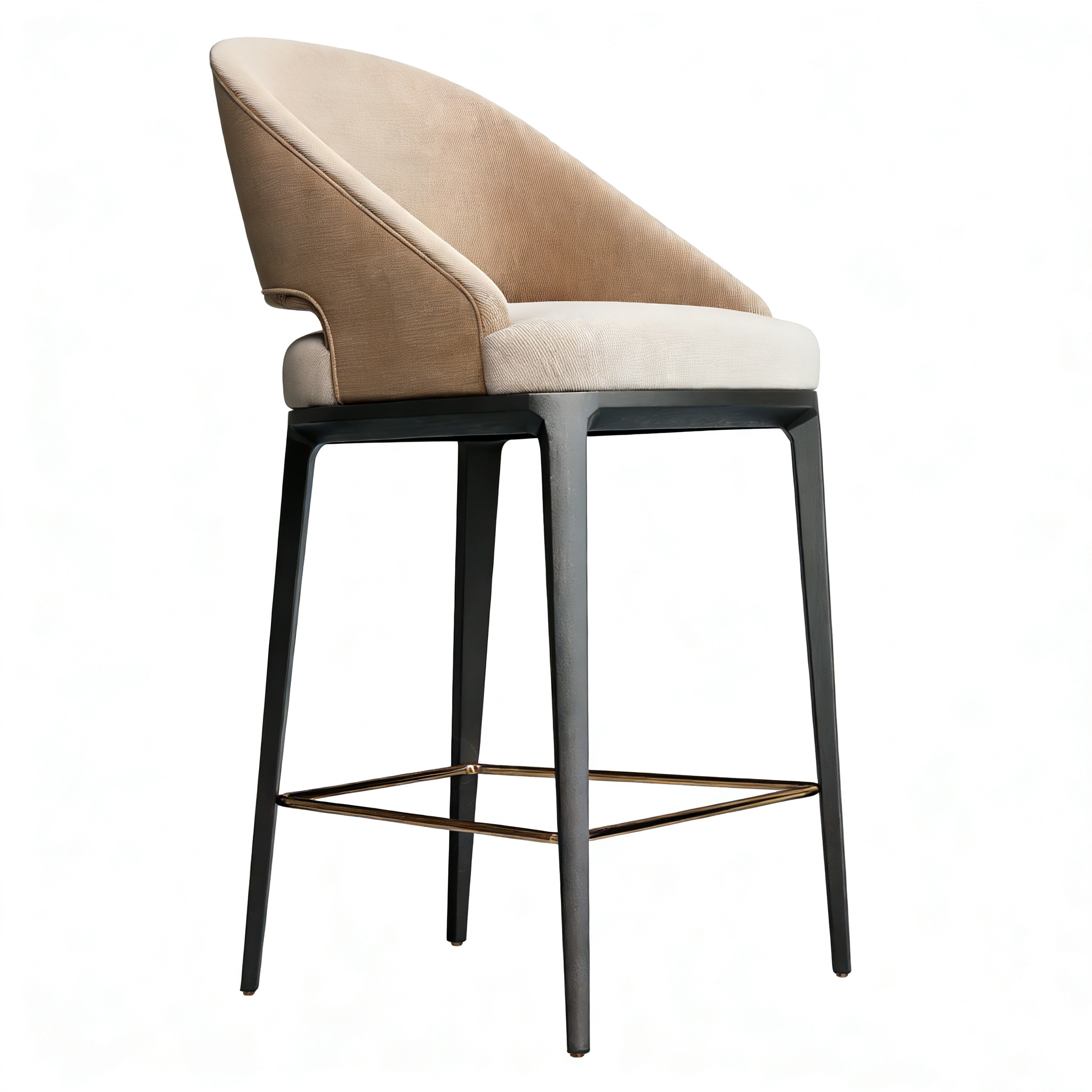 Hotel Bar Stool - Two-Tone Velvet with Black Frame & Metal Footrest | Luxury Modern Hotel Furniture E-1006 1
