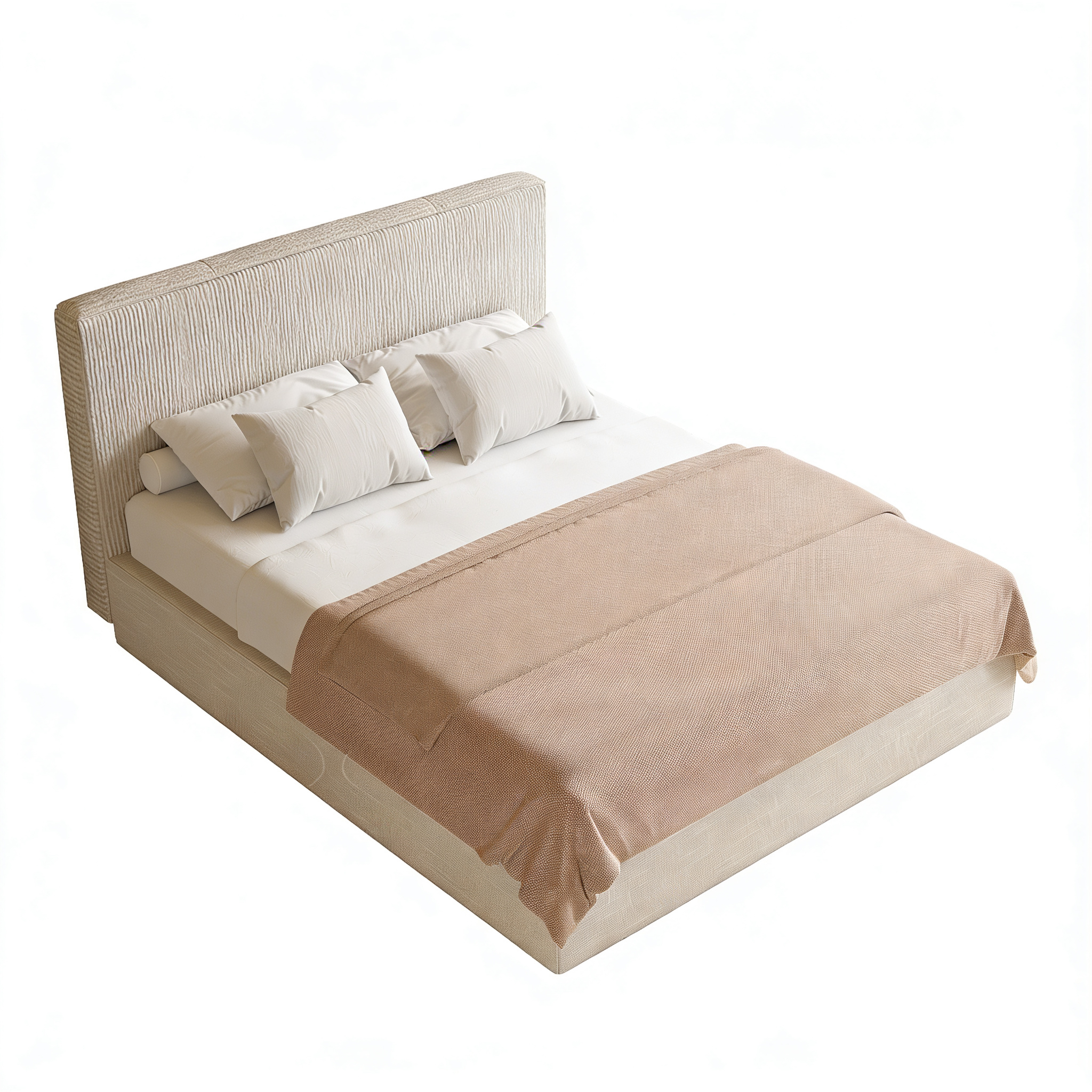 Hotel Double Bed - Textured Upholstered Headboard | Luxury Modern Hotel Room Furniture B-1009 1