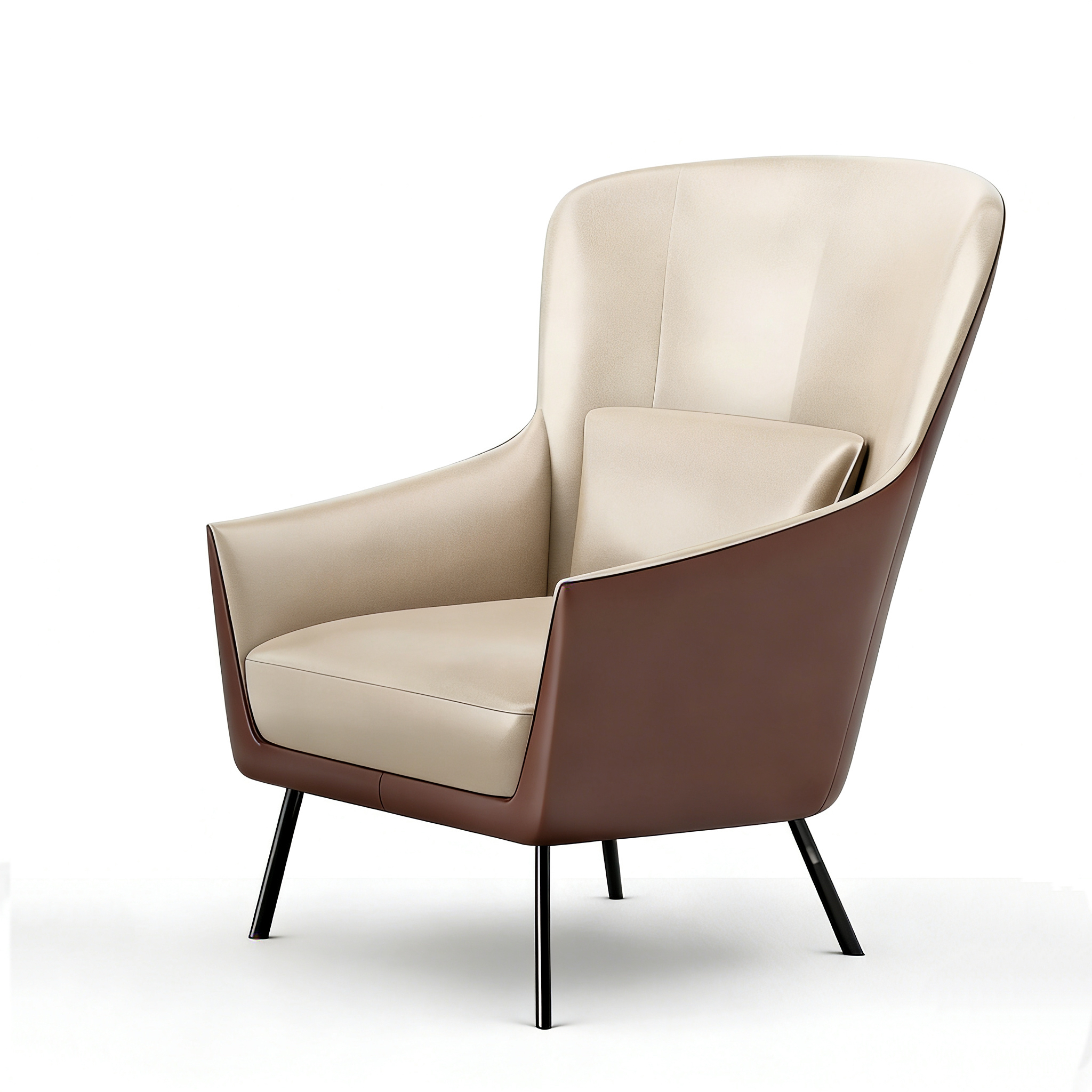 Hotel Accent Chair - Two-Tone Leather with Black Legs | Luxury Modern Hotel Lounge Furniture L-1008 1