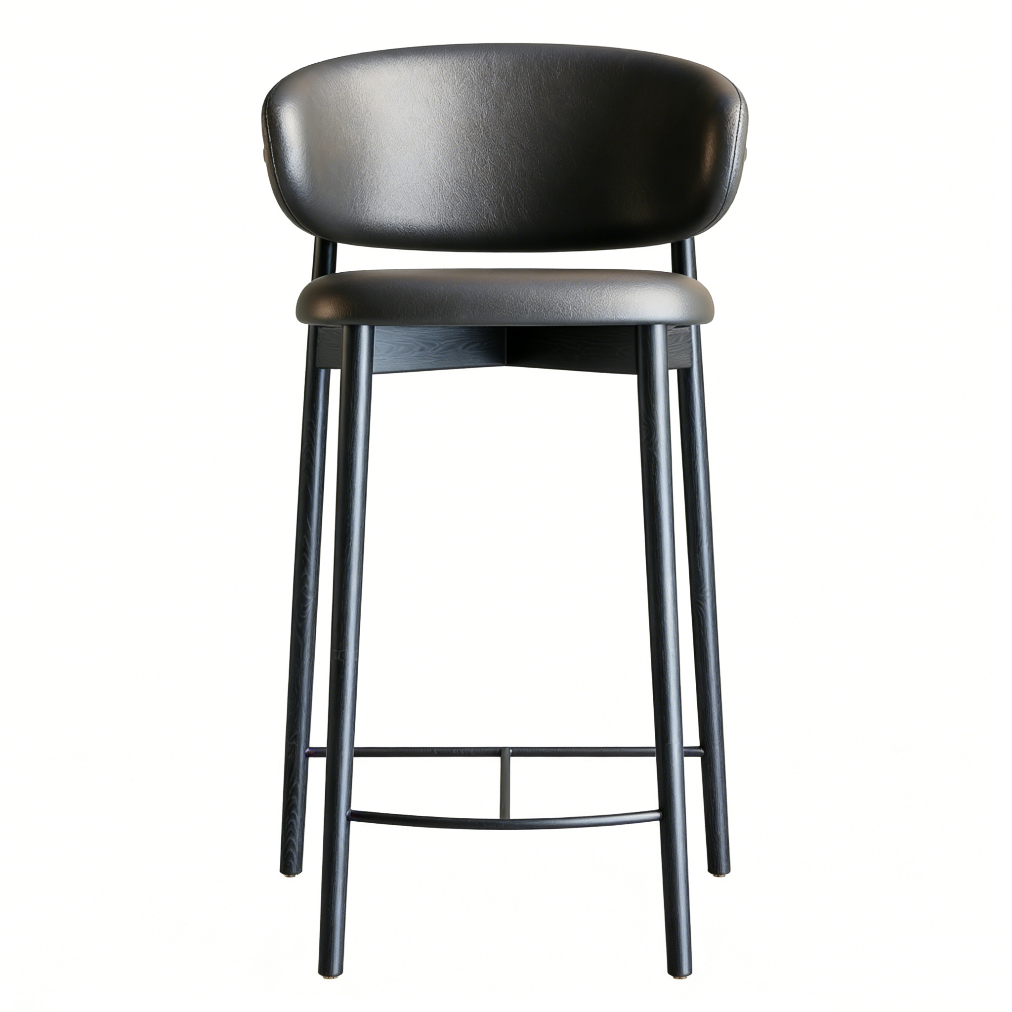 Hotel Bar Stool - Black Leather Upholstered & Wood Frame | Luxury ...